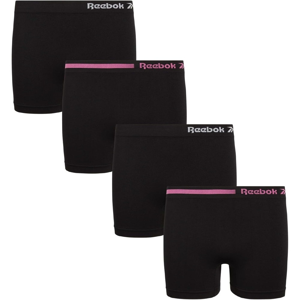 image:imageReebok Girls Boyshorts 4 Pack Seamless Cartwheel Bike Shorts 3 Combines BikeShort Coverage with Panty Comfort Machine Washable Fabric Retains Its Stretch Wear After WearBlackBlack