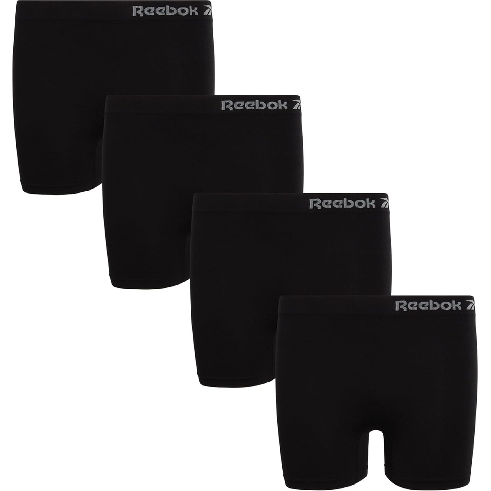 image:imageReebok Girls Boyshorts 4 Pack Seamless Cartwheel Bike Shorts 3 Combines BikeShort Coverage with Panty Comfort Machine Washable Fabric Retains Its Stretch Wear After WearAll BlackWhite Logo