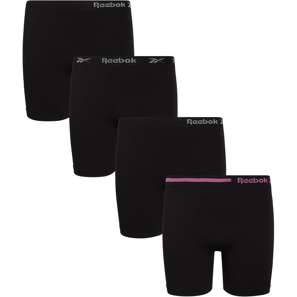 image:imageReebok Girls Boyshorts 4 Pack TagFree Seamless Long Leg Boxers 5 Inseam Soft IrritationFree Comfort for Active Kids Supportive FullCoverage Fit Through Every ActivityBlack Contrast
