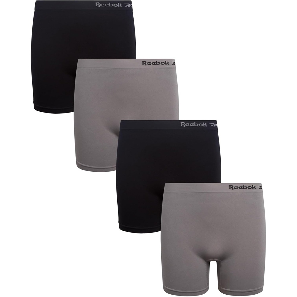 image:imageReebok Girls Boyshorts 4 Pack TagFree Seamless Long Leg Boxers 5 Inseam Soft IrritationFree Comfort for Active Kids Supportive FullCoverage Fit Through Every ActivityBlackSteel Grey