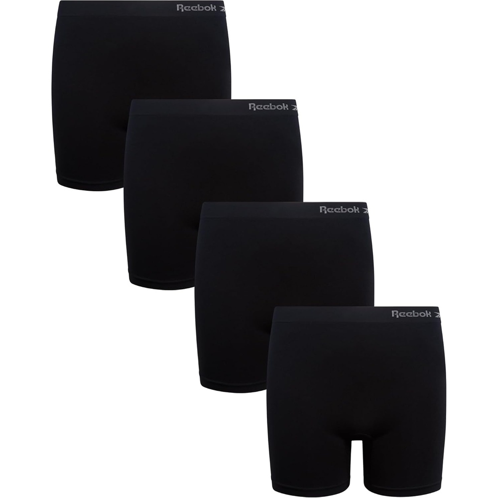 image:imageReebok Girls Boyshorts 4 Pack TagFree Seamless Long Leg Boxers 5 Inseam Soft IrritationFree Comfort for Active Kids Supportive FullCoverage Fit Through Every ActivityAll Jet Black