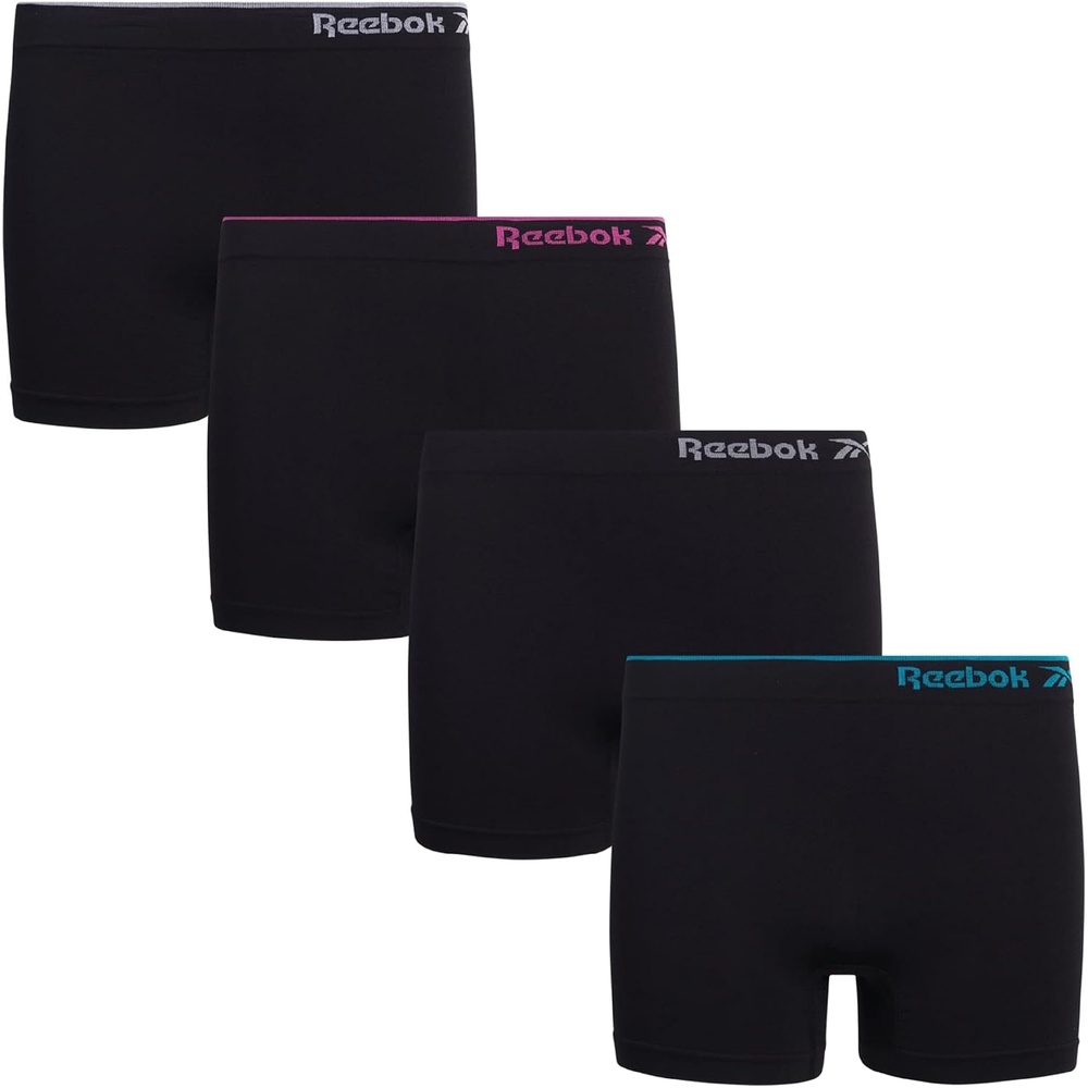 image:imageReebok Girls Boyshorts 4 Pack TagFree Seamless Long Leg Boxers 5 Inseam Soft IrritationFree Comfort for Active Kids Supportive FullCoverage Fit Through Every ActivityBlack With Tipping Waistband