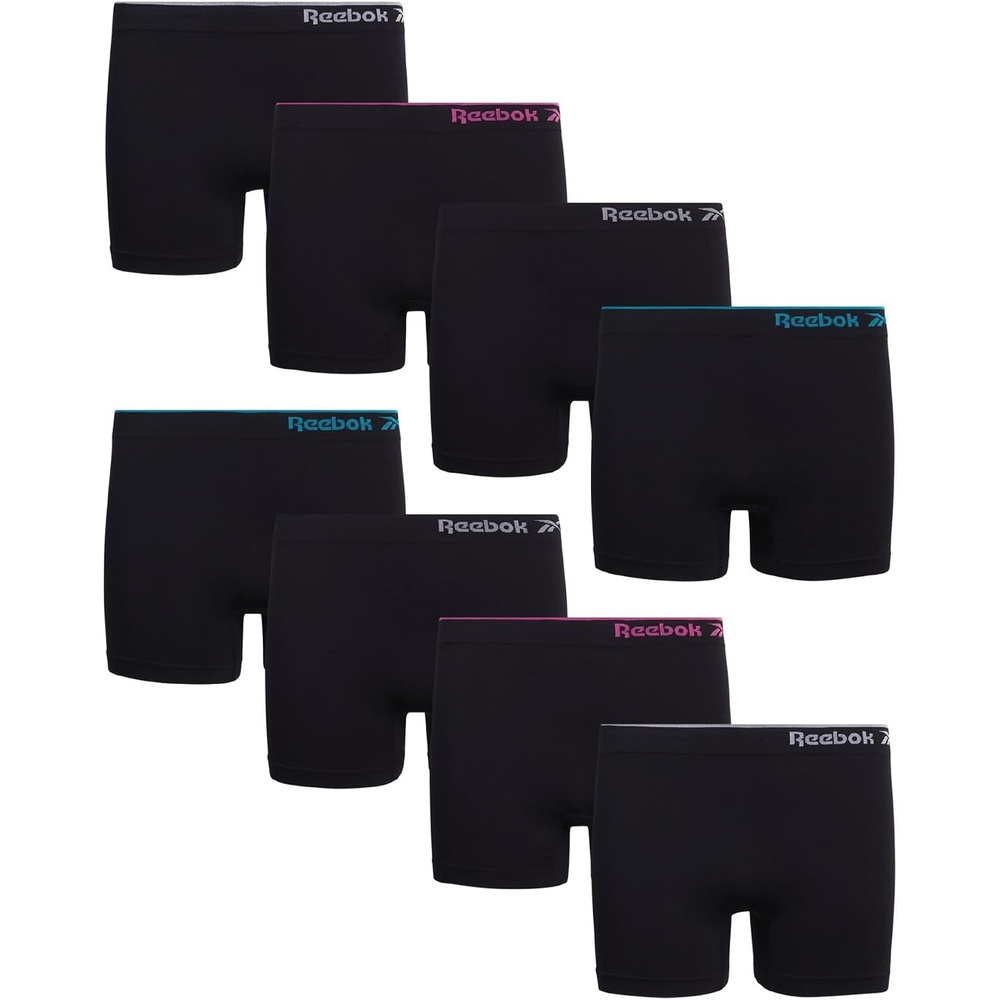 image:imageReebok Girls Boyshorts 8 Pack Soft Stretch Seamless Long Leg Underwear 5 Smooth Flexible Construction Gives Active Kids FullCoverage Comfort That Moves Through Every ActivityBlack