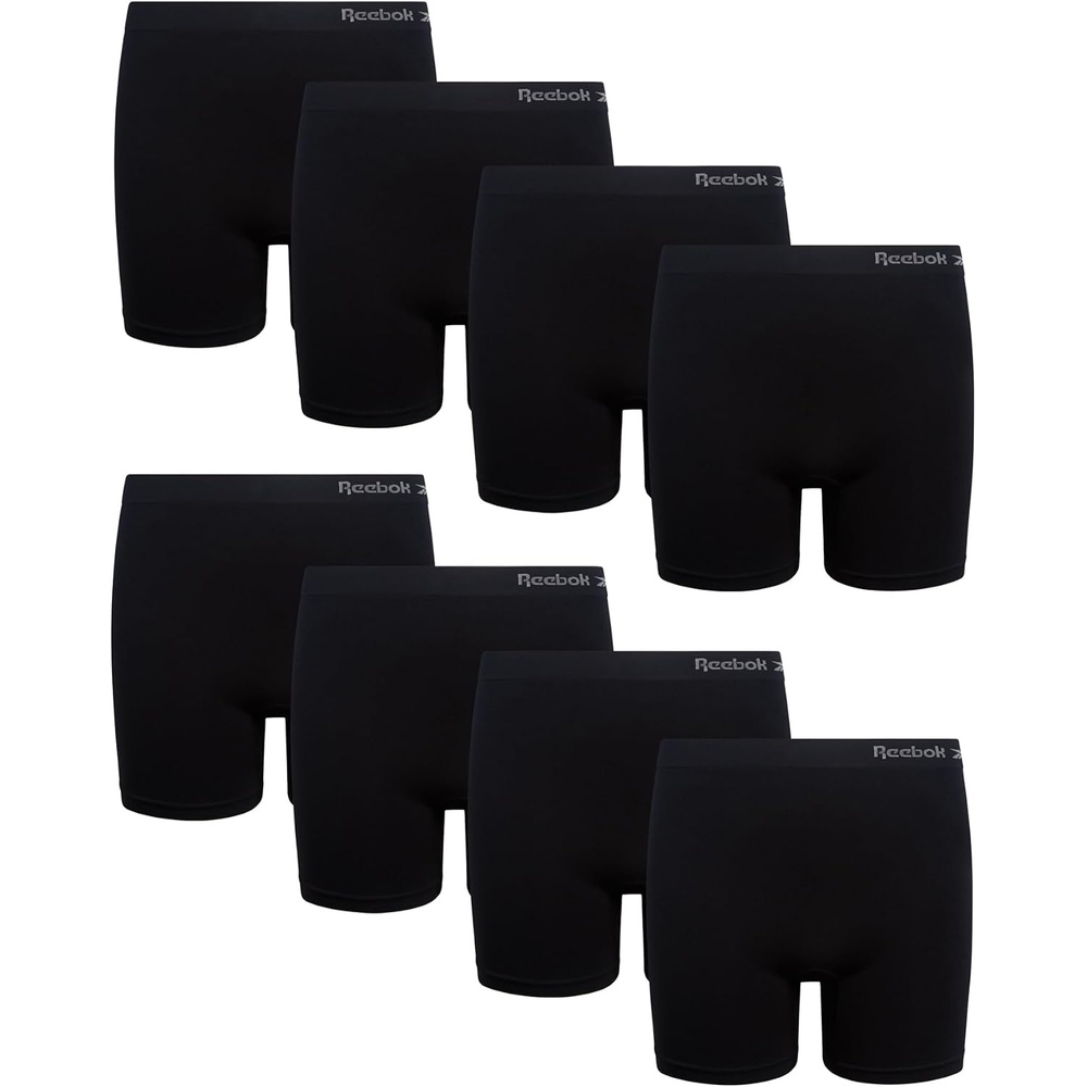 image:imageReebok Girls Boyshorts 8 Pack Soft Stretch Seamless Long Leg Underwear 5 Smooth Flexible Construction Gives Active Kids FullCoverage Comfort That Moves Through Every ActivityAll Jet Black