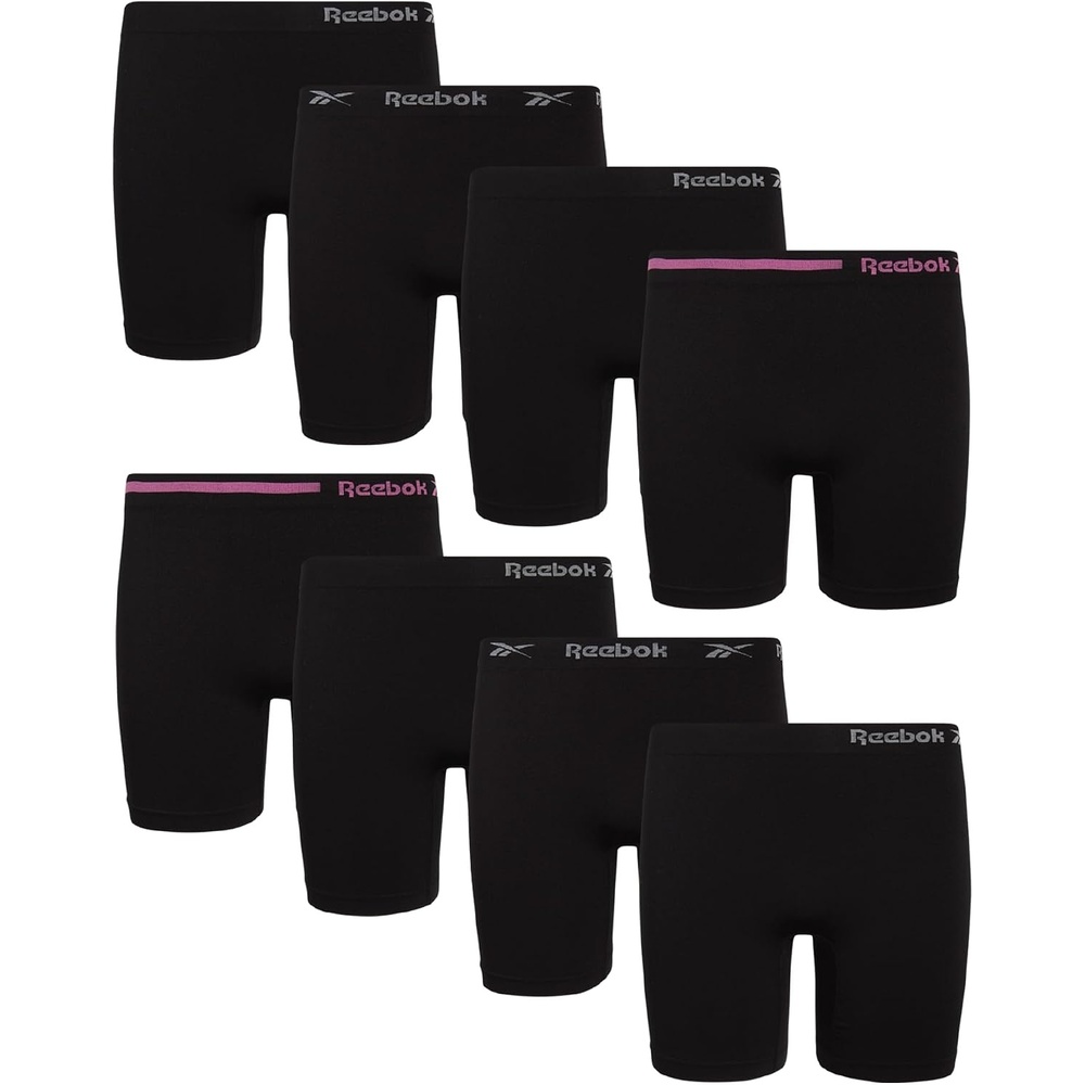 image:imageReebok Girls Boyshorts 8 Pack Soft Stretch Seamless Long Leg Underwear 5 Smooth Flexible Construction Gives Active Kids FullCoverage Comfort That Moves Through Every ActivityBlack 2