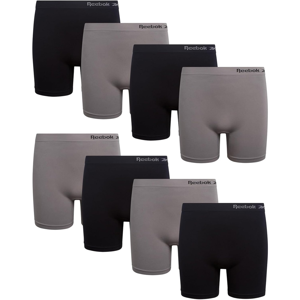 image:imageReebok Girls Boyshorts 8 Pack Soft Stretch Seamless Long Leg Underwear 5 Smooth Flexible Construction Gives Active Kids FullCoverage Comfort That Moves Through Every ActivityBlackSteel Grey