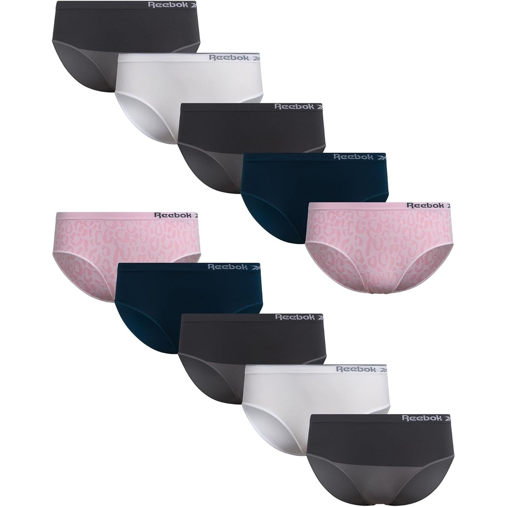 image:imageReebok Girls Hipster Panties 10 Pack Soft Stretch Seamless Underwear Breathable MoistureWicking Fabric Keeps Her Fresh and Confident Everyday Smooth Comfort in Every MoveWhiteMajolica BlueSteel GreyPink Jacquard