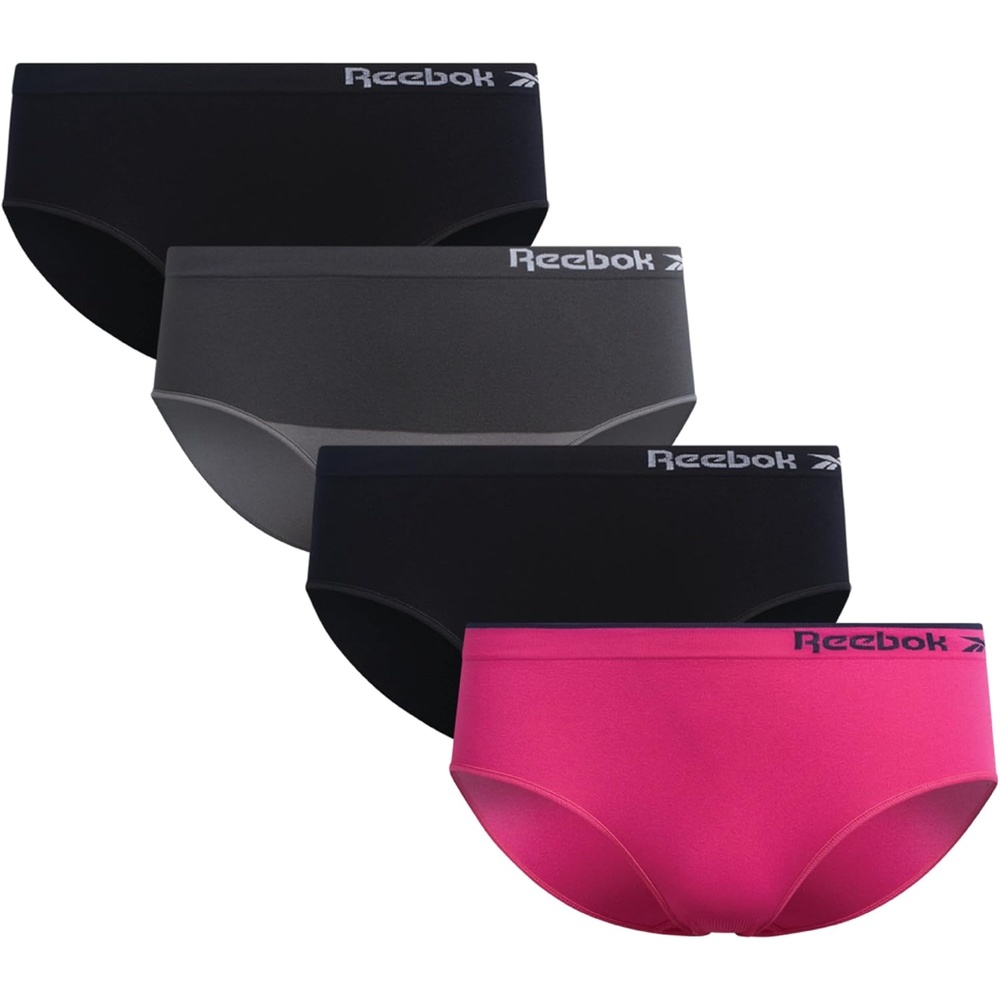 image:imageReebok Girls Hipster Panties 4 Pack Soft Stretch Seamless Underwear Smooth Flexible Fabric with a TagFree Design for IrritationFree Comfort Secure Fit Without Pinching or DiggingBlackBlackSteel GreyCarmine Rose