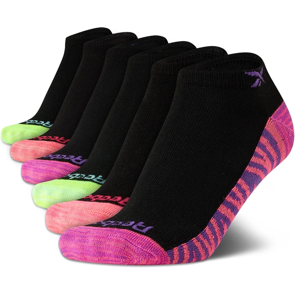image:imageReebok Girls Low Cut Socks 6 Pack Lightweight Performance Athletic Socks Soft MoistureWicking Fabric with a TagFree Toe Seam for AllDay ComfortBlack Assorted