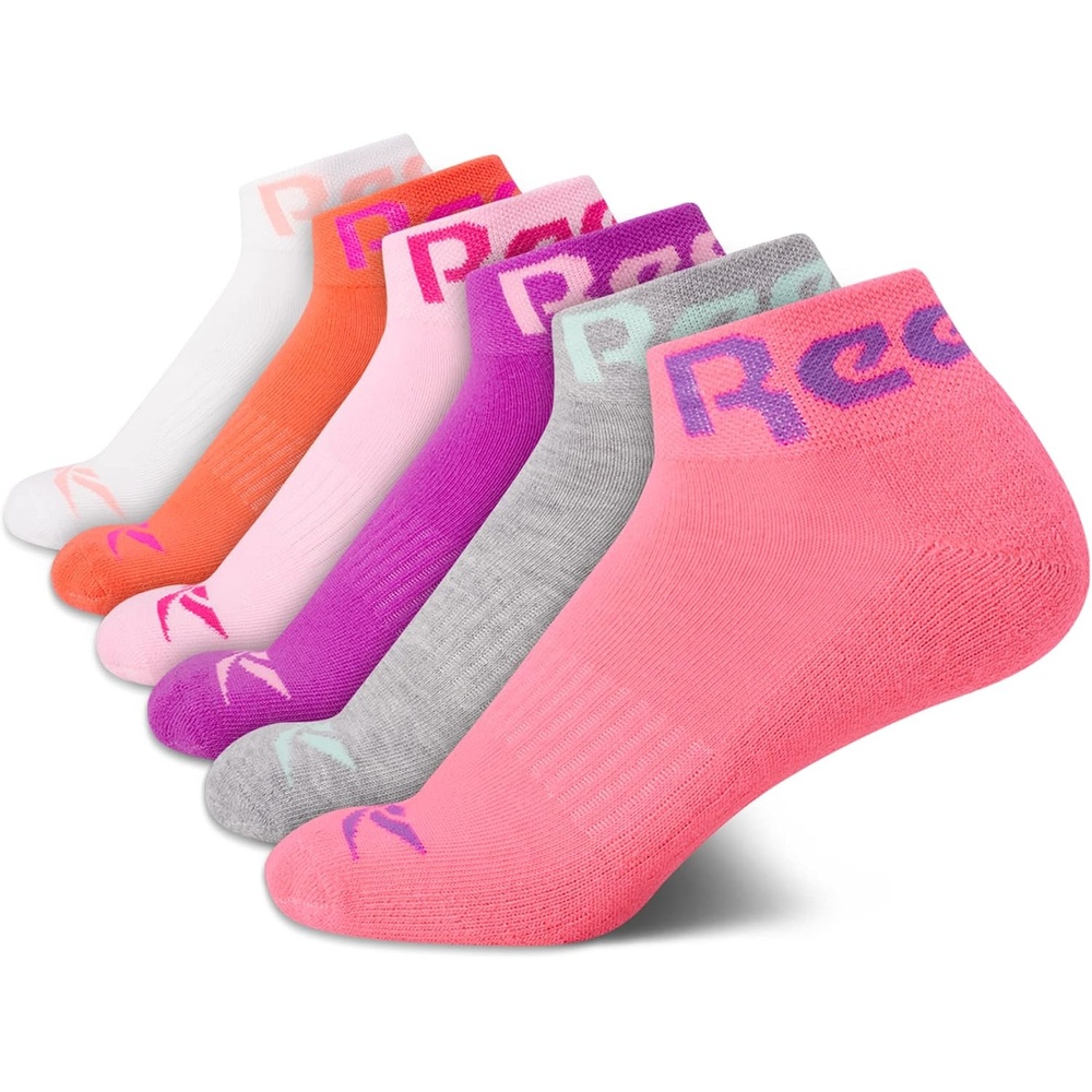 image:imageReebok Girls Quarter Socks 6 Pack MoistureWicking Girls Athletic Socks  Cushioned Footbed with a Seamless Toe and Snug LowRise Fit for AllDay ComfortPink Multi