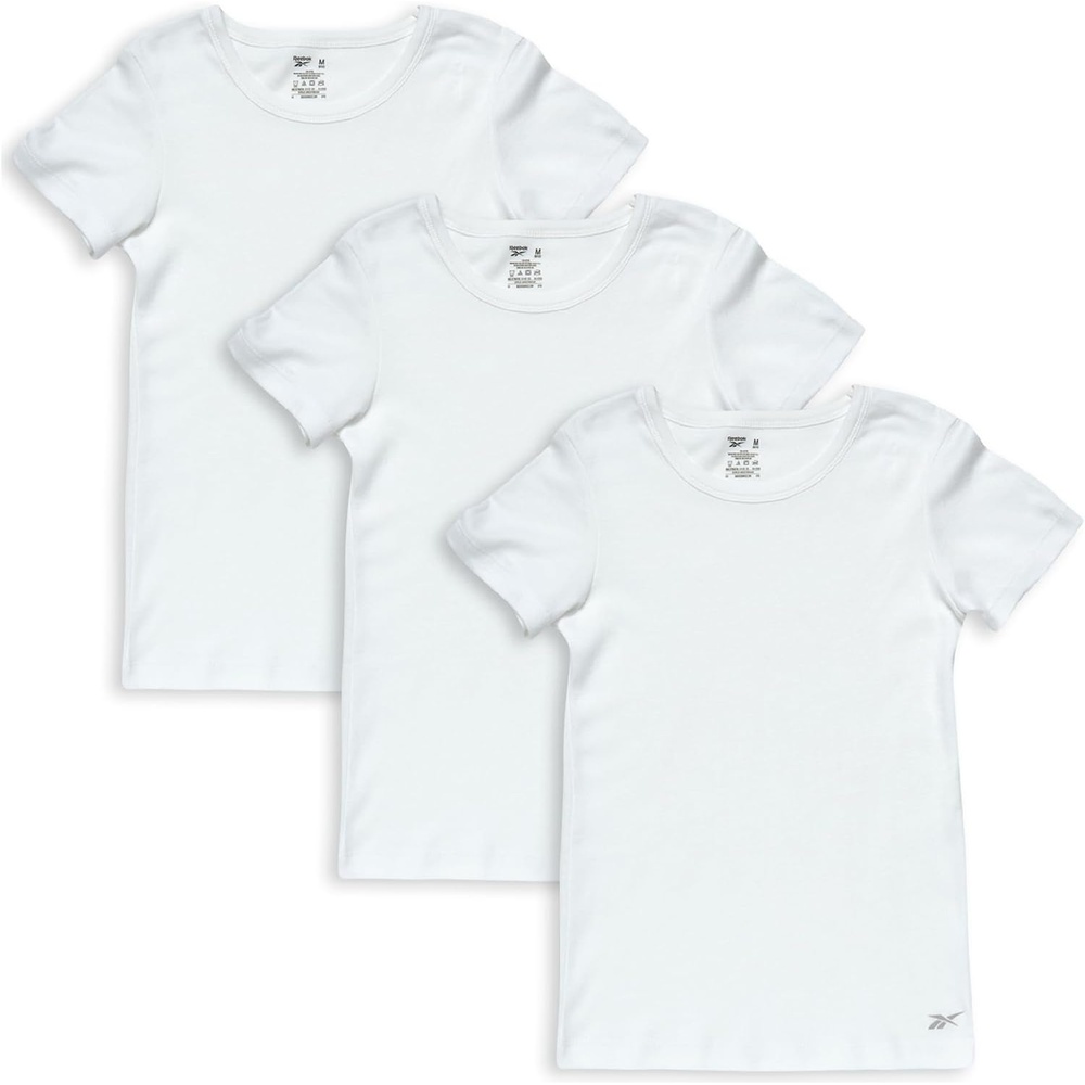 image:imageReebok Girls Undershirts 3 Pack6 Pack Super Soft 100 Cotton Short Sleeve Crewneck White Shirts for GirlsWhite3pk