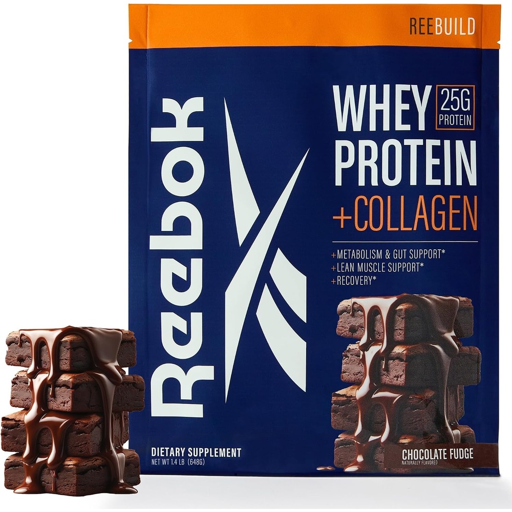 image:imageReebok REEbuild Whey Protein Powder Collagen Chocolate Fudge 14 lb 25g Protein with 9 Essential Amino Acids Muscle Recovery Joint amp Gut Support InformedSport Certified REEbuildChocolate Fudge