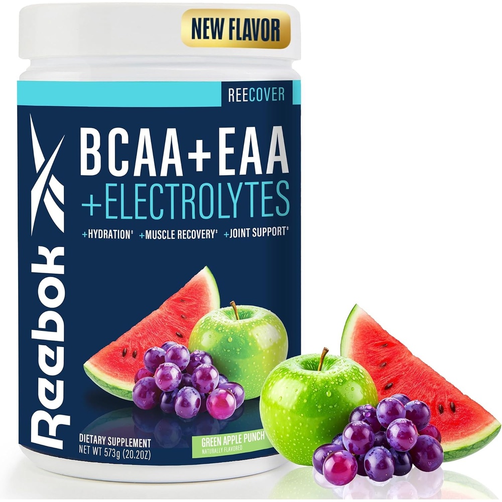 image:imageReebok REEcover Amino Acids Electrolytes Strawberry Lemonade 8g EAAs 5g BCAAs Hydration Matrix Muscle Recovery amp Strength Postworkout 30 ServingsGreen Apple Punch