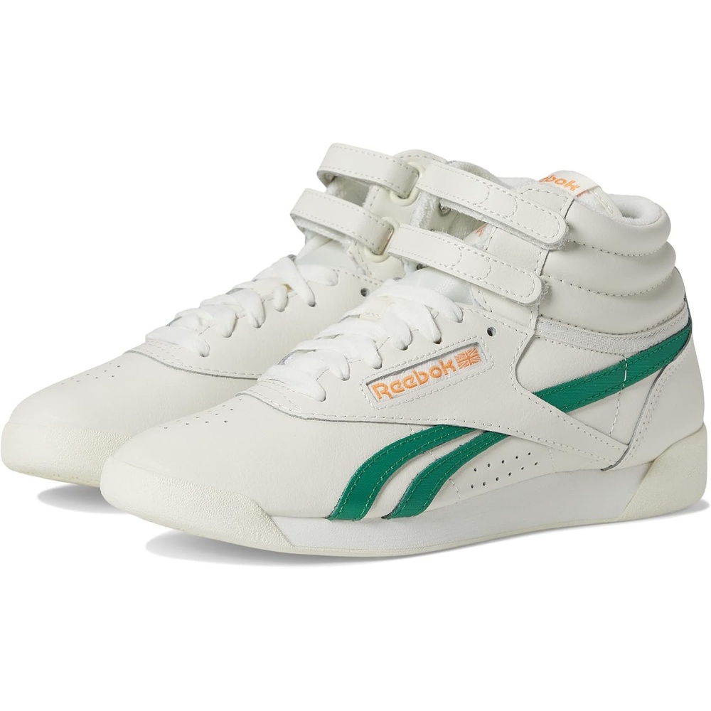 image:imageReebok Womens Freestyle Hi High Top Basketball SneakersChalkGlen GreenPeach Fuzz