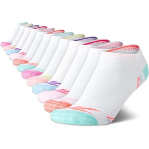 Reebok Girls Low Cut Socks 12 Pack Lightweight Performance Athletic Socks | Soft, Moisture-Wicking Fabric with a Tag-Free Toe Seam for All-Day Comfort(White Multi)