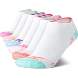 Reebok Girls Low Cut Socks 6 Pack Lightweight Performance Athletic Socks | Soft, Moisture-Wicking Fabric with a Tag-Free Toe Seam for All-Day Comfort(White Multi)