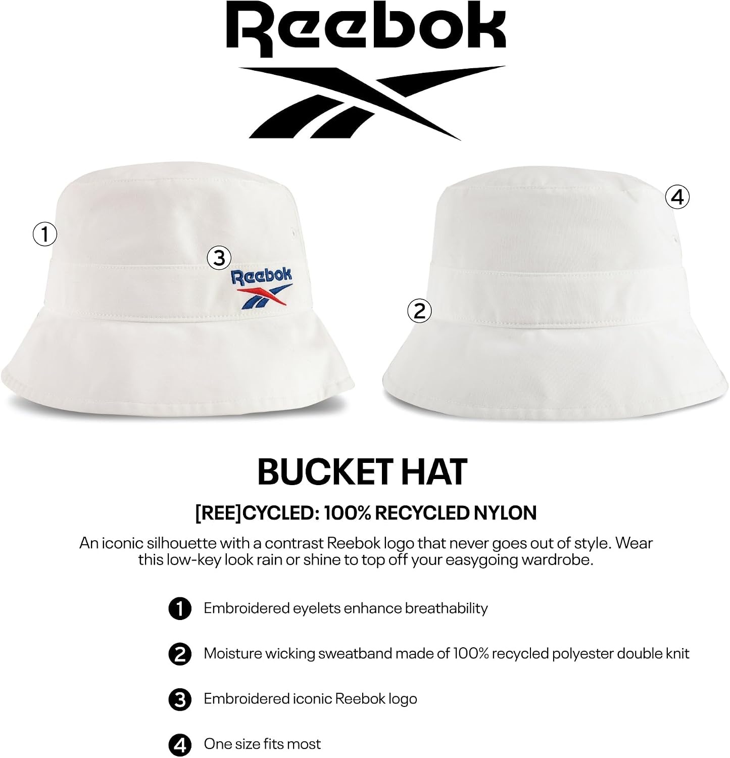 image:imageReebok Classic Bucket Hat Mens Womens Sun Protection Athletic Lightweight Retro StreetwearBucket Hoops Blue