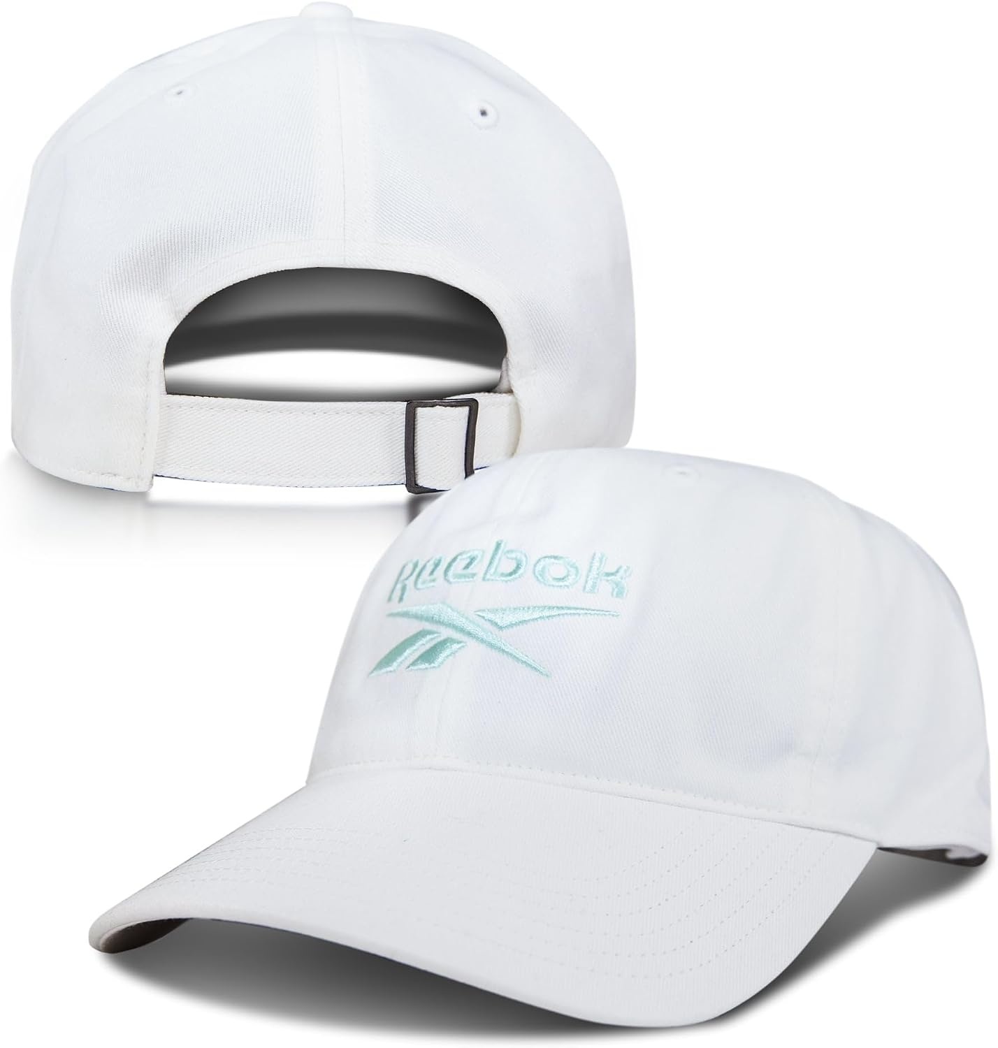 image:imageReebok Classic Logo Hat Mens Womens Adjustable Breathable Everyday Low Profile Cotton TwillWhiteAqua
