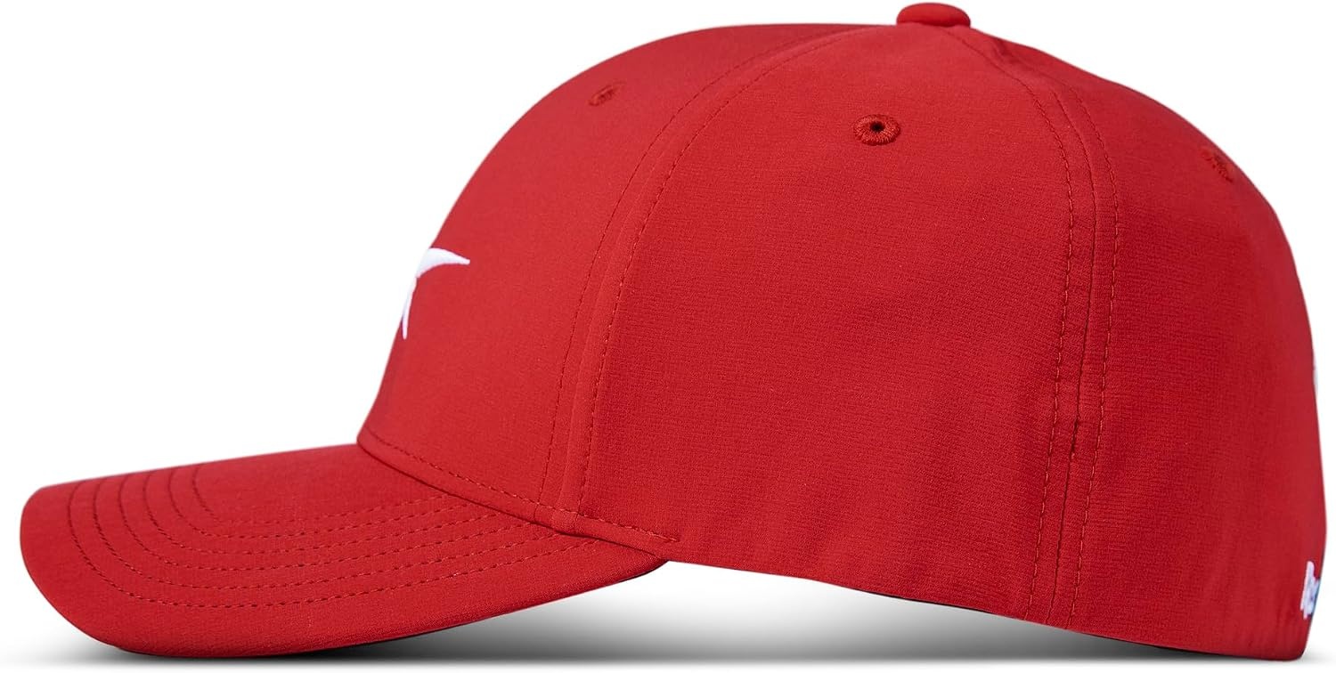 image:imageReebok Mens Range Hat Golf Sun Protection Fitted Six Panel Stretch Breathable Lightweight Recycled PolyesterRed