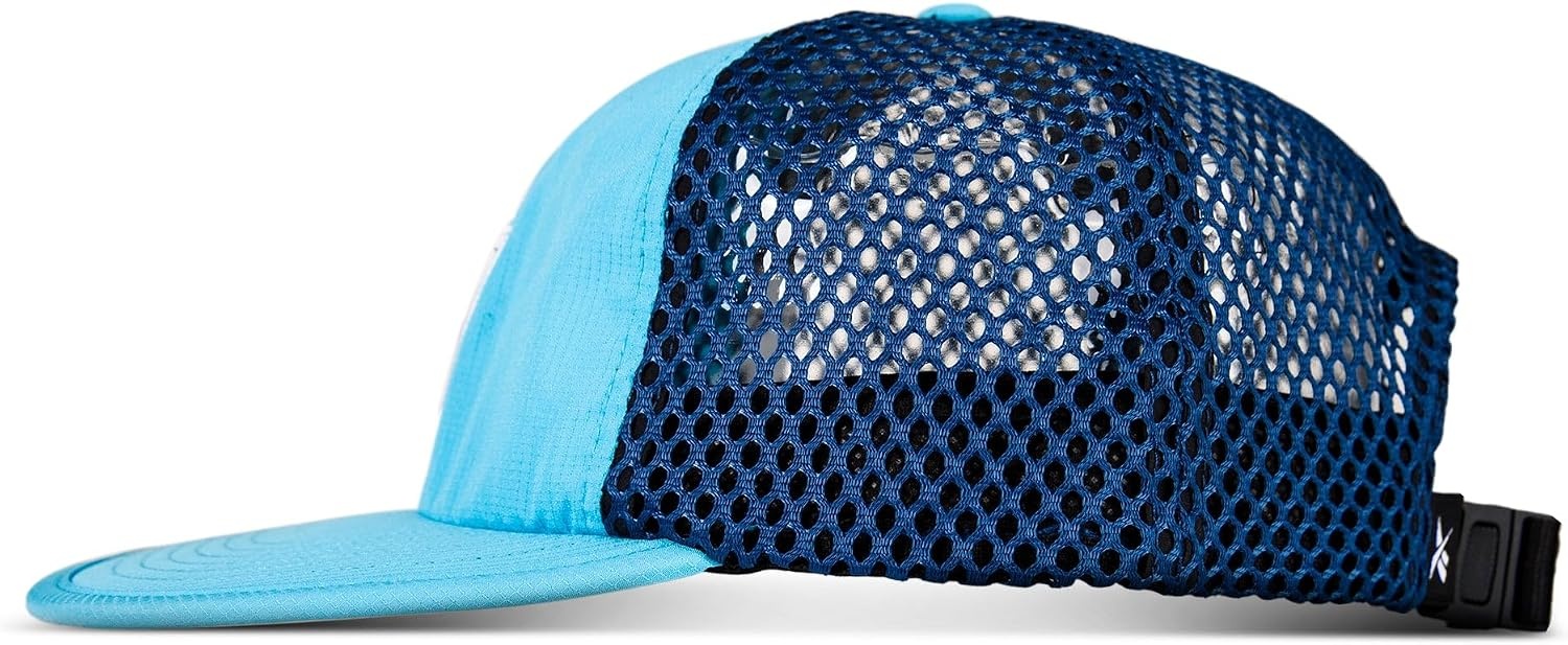 image:imageReebok Running Hat Performance Athletic Lightweight Quick Drying Sun Protection Reflective Recycled MaterialsVented Flat Brim Bold Cyan