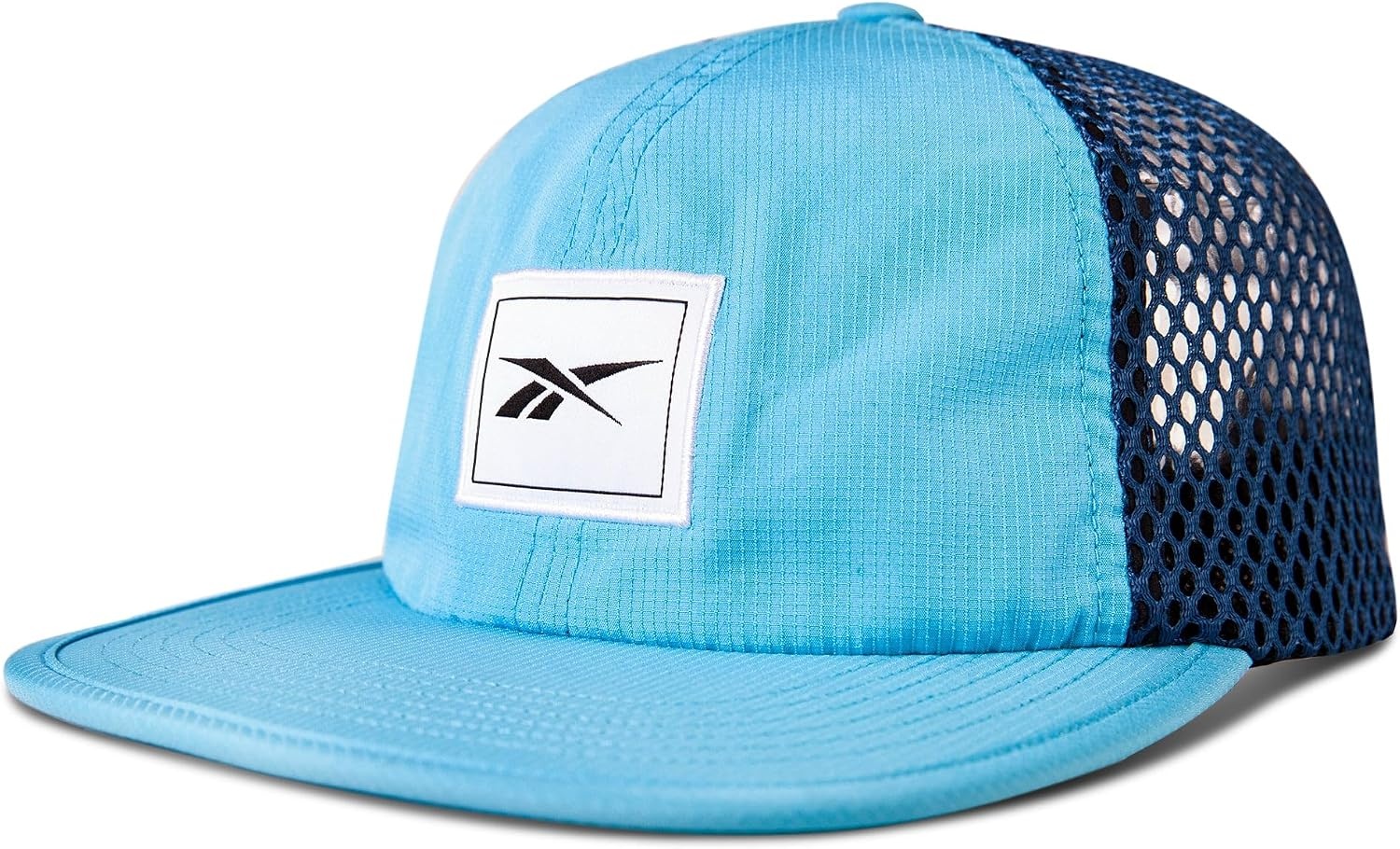 image:imageReebok Running Hat Performance Athletic Lightweight Quick Drying Sun Protection Reflective Recycled MaterialsVented Flat Brim Bold Cyan