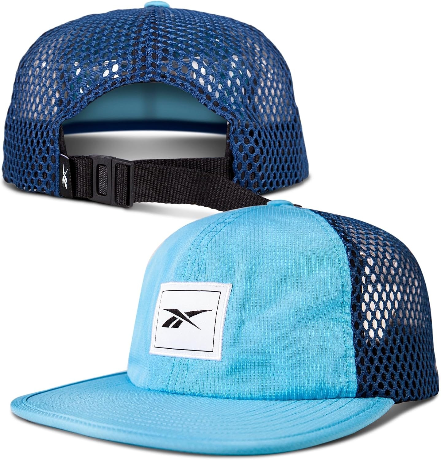 image:imageReebok Running Hat Performance Athletic Lightweight Quick Drying Sun Protection Reflective Recycled MaterialsVented Flat Brim Bold Cyan
