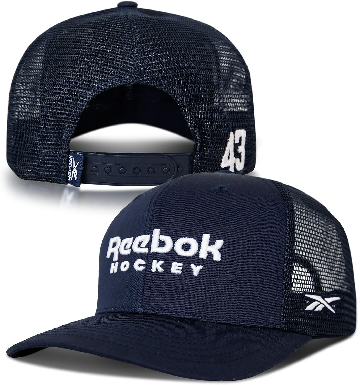 image:imageReebok Trucker Hat Snapback Adjustable Everyday Fitness Sun Protection Classic Baseball CapHockey Stacked Navy