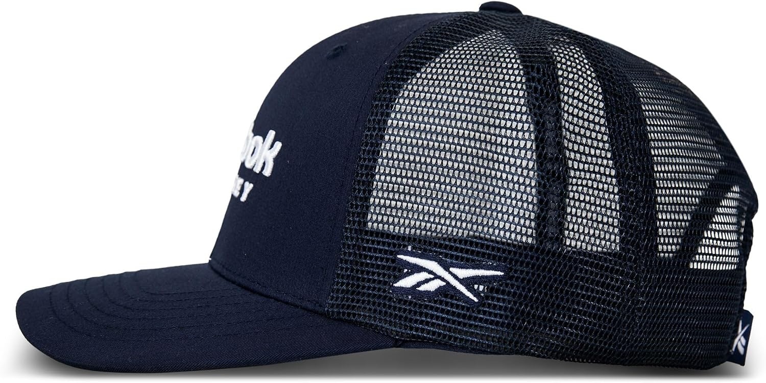 image:imageReebok Trucker Hat Snapback Adjustable Everyday Fitness Sun Protection Classic Baseball CapHockey Stacked Navy