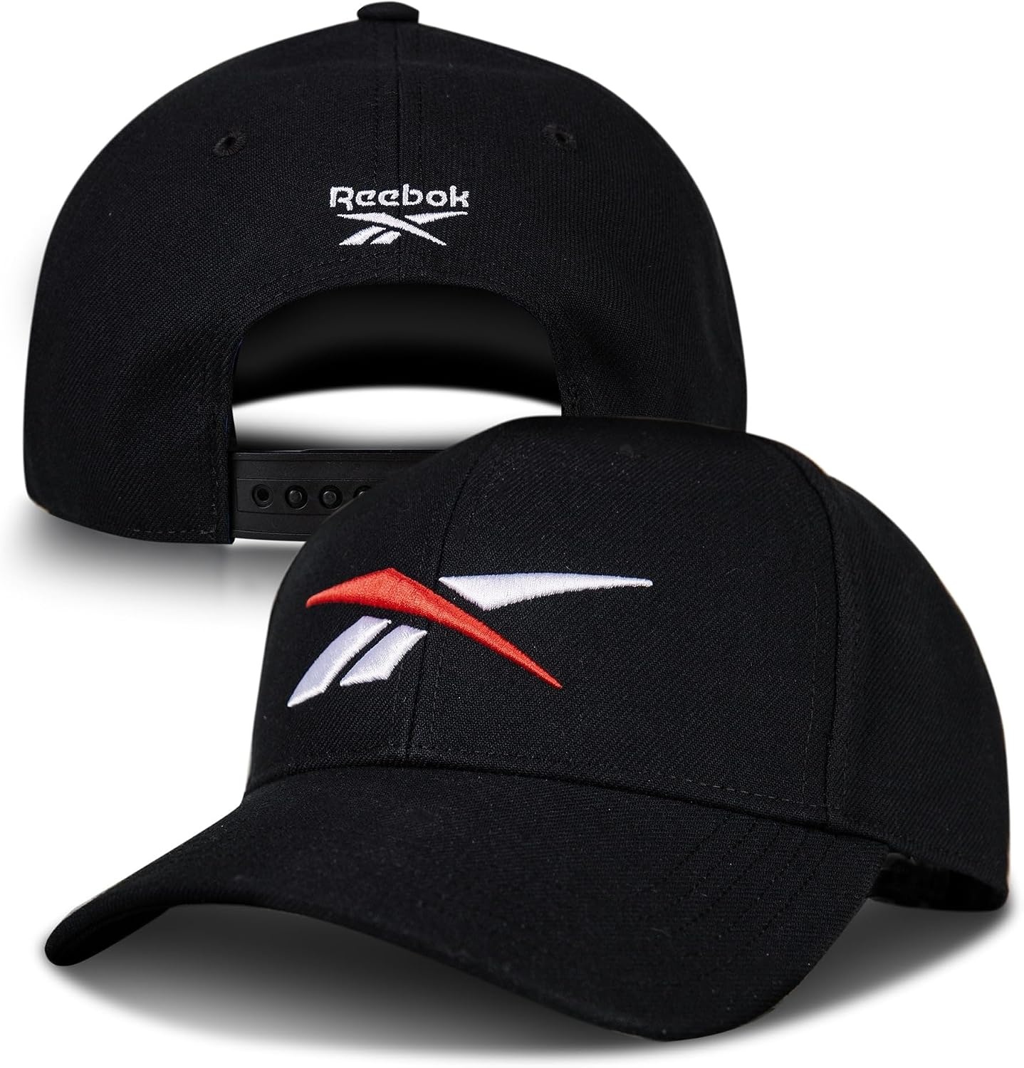 image:imageReebok Vector Baseball Hat Snapback Six Panel Casual Everyday Sun Protection Lightweight BreathableBlack W Red White