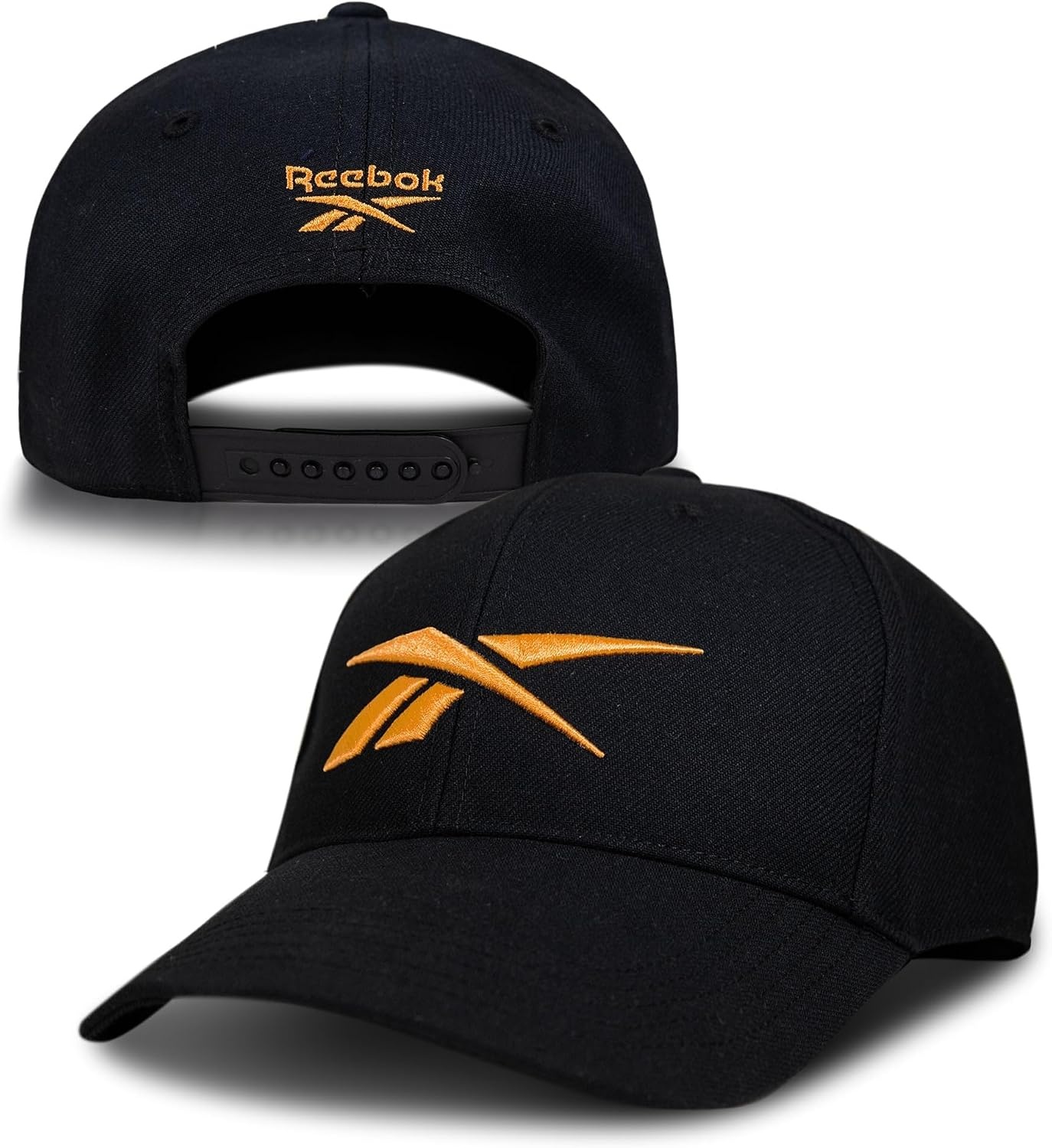 image:imageReebok Vector Baseball Hat Snapback Six Panel Casual Everyday Sun Protection Lightweight BreathableBlackElectric Amber