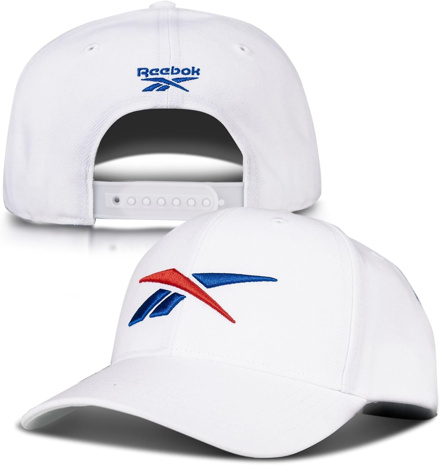 image:imageReebok Vector Baseball Hat Snapback Six Panel Casual Everyday Sun Protection Lightweight BreathableWhite W Red Blue