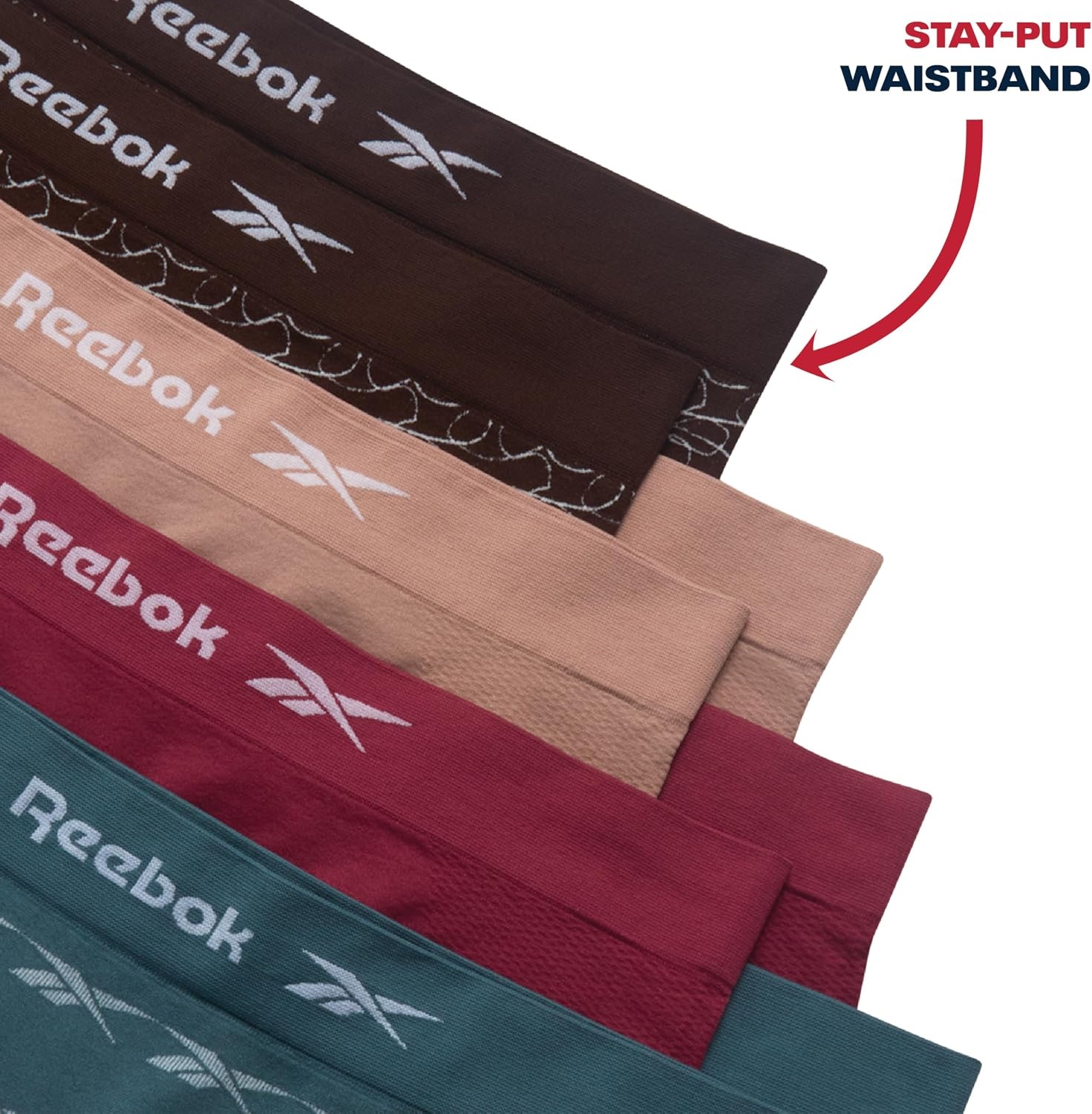 image:imageReebok Womens Boyshorts 8 Pack Performance Seamless Underwear for Women StayPut Design Moves with You Flexible 4Way Flexible Fabric Eliminates Lines and Everyday DiscomfortPrintsLight MochaRed Berry