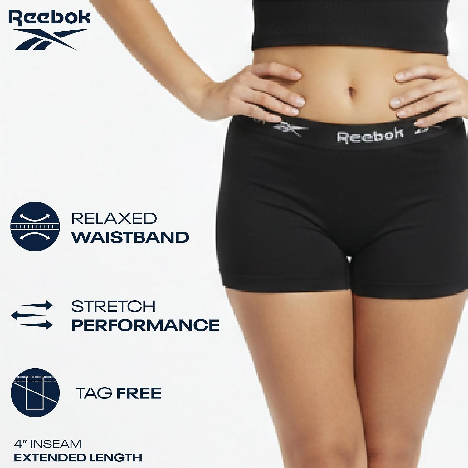 image:imageReebok Womens Boyshorts 8 Pack Performance Seamless Underwear for Women StayPut Design Moves with You Flexible 4Way Flexible Fabric Eliminates Lines and Everyday DiscomfortBlue PrintPinkMedium GreyWhite Stripes