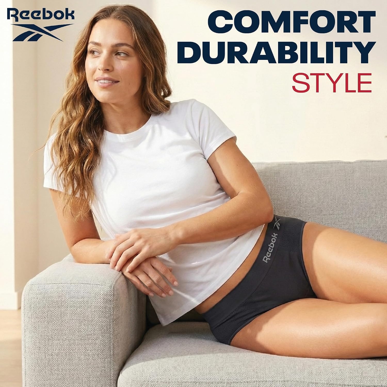 image:imageReebok Womens Hipster Panties 6 Pack Soft Stretch Performance Seamless Underwear for Women with Tag Free Relaxed WaistbandBlack JacquardIrish CreamGreen6pk