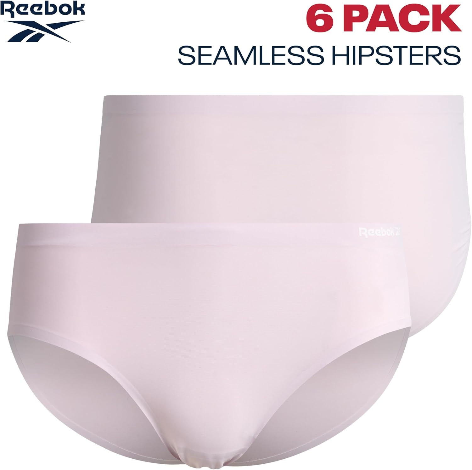 image:imageReebok Womens Hipster Panties 6 Pack Soft Stretch Bonded Seamless Underwear Sleek Smoothedge Edges Create a Smooth Look Under Leggings and Denim Lightweight Stretch Moves with Every WorkoutOrchid HushLotusBlack