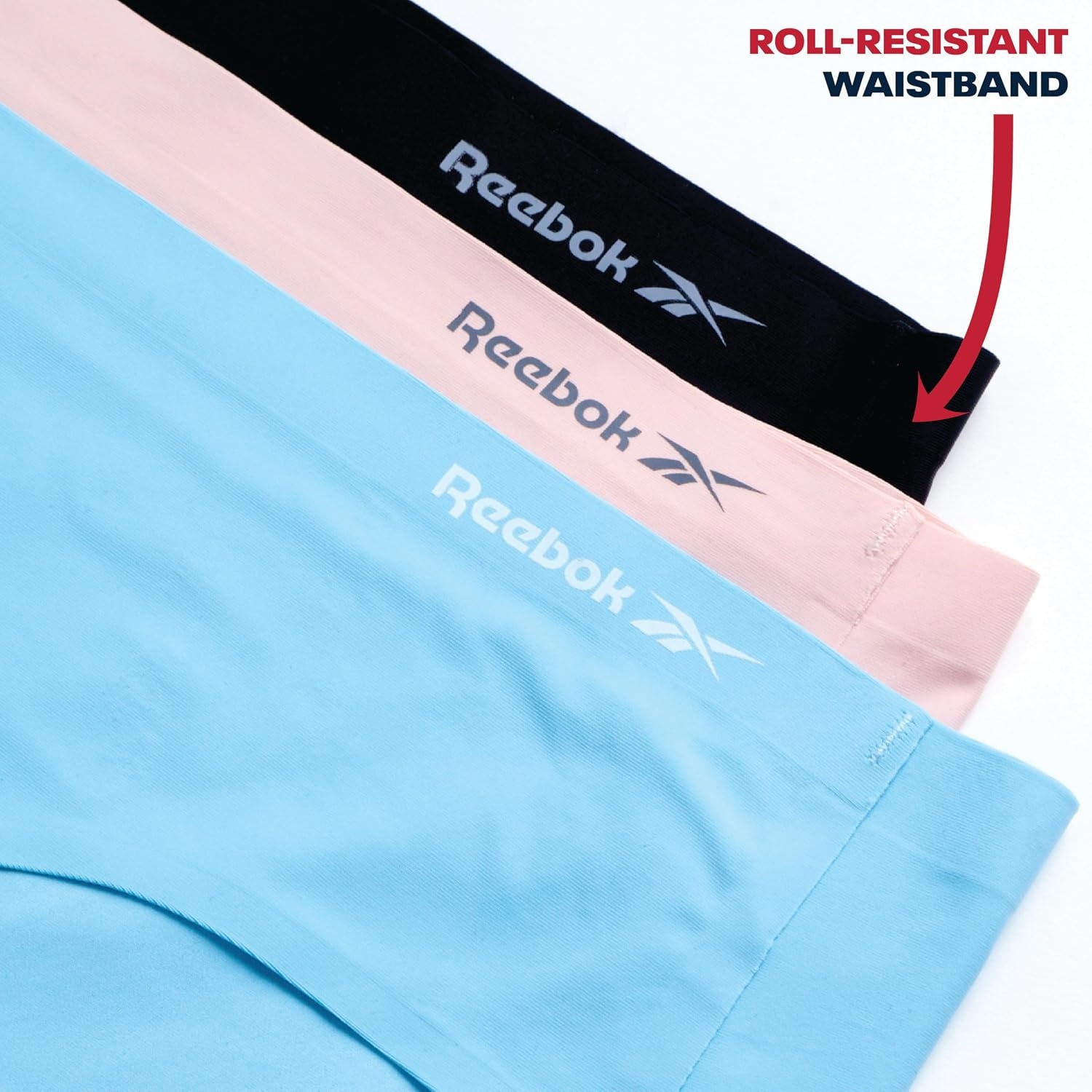 image:imageReebok Womens Hipster Panties 6 Pack Soft Stretch Bonded Seamless Underwear Sleek Smoothedge Edges Create a Smooth Look Under Leggings and Denim Lightweight Stretch Moves with Every WorkoutBlackLotusSky Blue