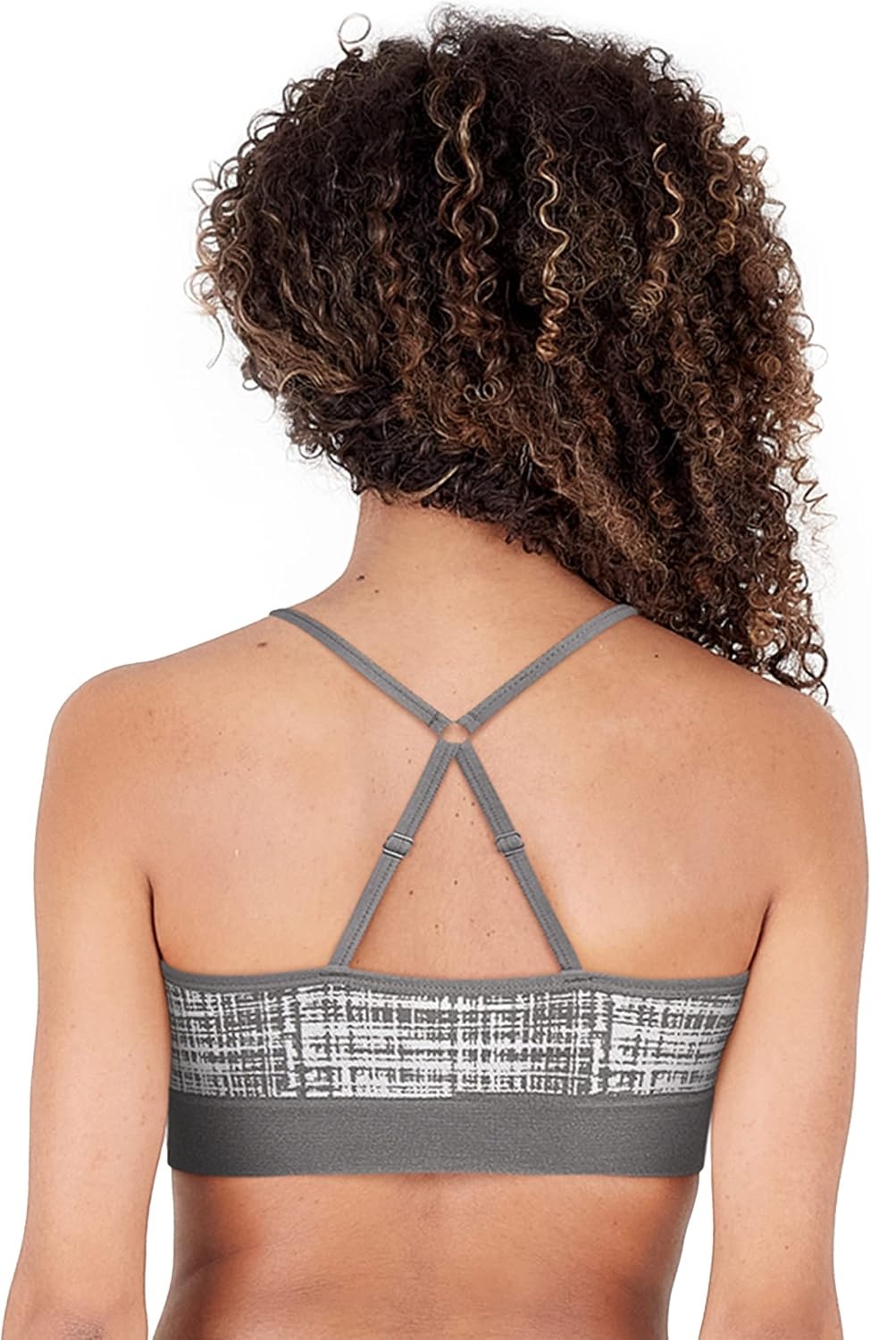 image:imageReebok Womens Sports Bras 2 Pack Soft Stretch Seamless Everyday Bras for Women Cross Back Strap Performance Sports BraSmoked PearlBlack