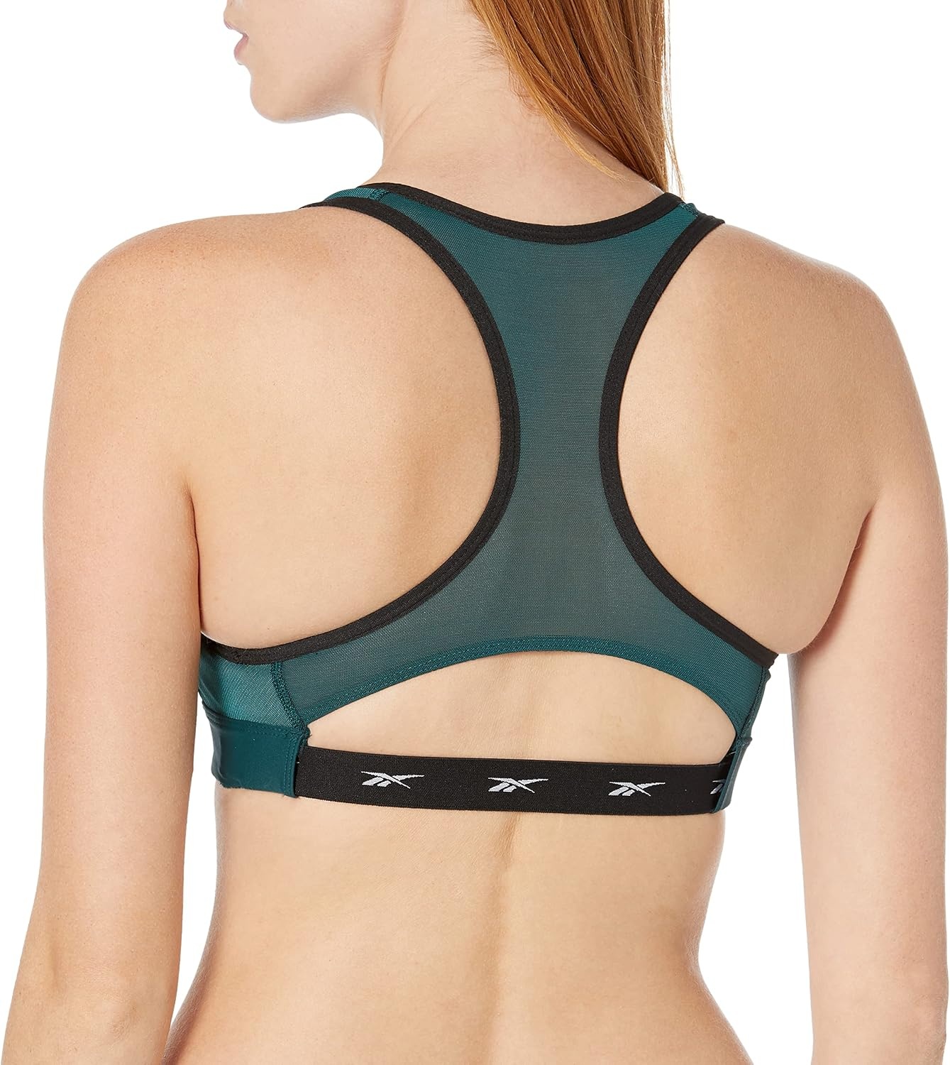 image:imageReebok x Jurassic World Skinny Strap Sports BraForest GreenTeal Vector Logo