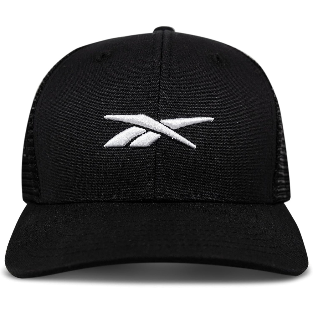 image:imageReebok Trucker Hat Snapback Adjustable Everyday Fitness Sun Protection Classic Baseball CapEmbroidered Vector BlackWhite