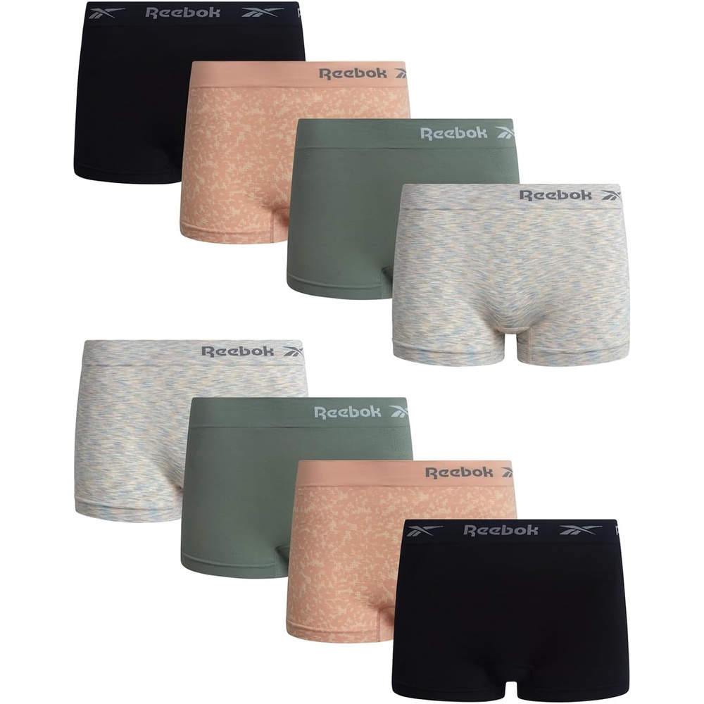 image:imageReebok Womens Boyshorts 8 Pack Performance Seamless Underwear for Women StayPut Design Moves with You Flexible 4Way Flexible Fabric Eliminates Lines and Everyday DiscomfortRose Dust JacquardGreenBlackNatural Spacedye