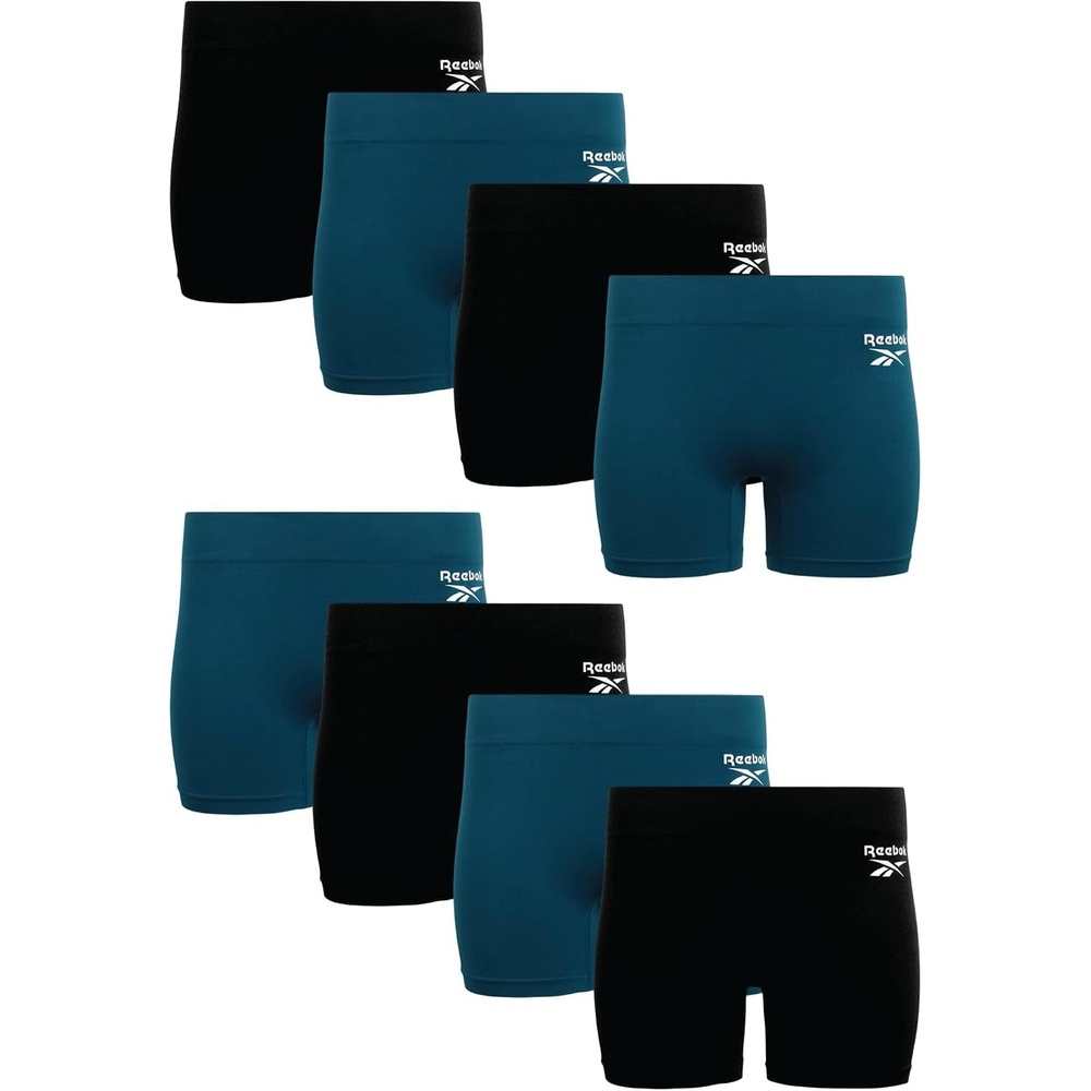 image:imageReebok Womens Boyshorts 8 Pack Performance Seamless Underwear for Women StayPut Design Moves with You Flexible 4Way Flexible Fabric Eliminates Lines and Everyday DiscomfortDeep TealBlack Seamless
