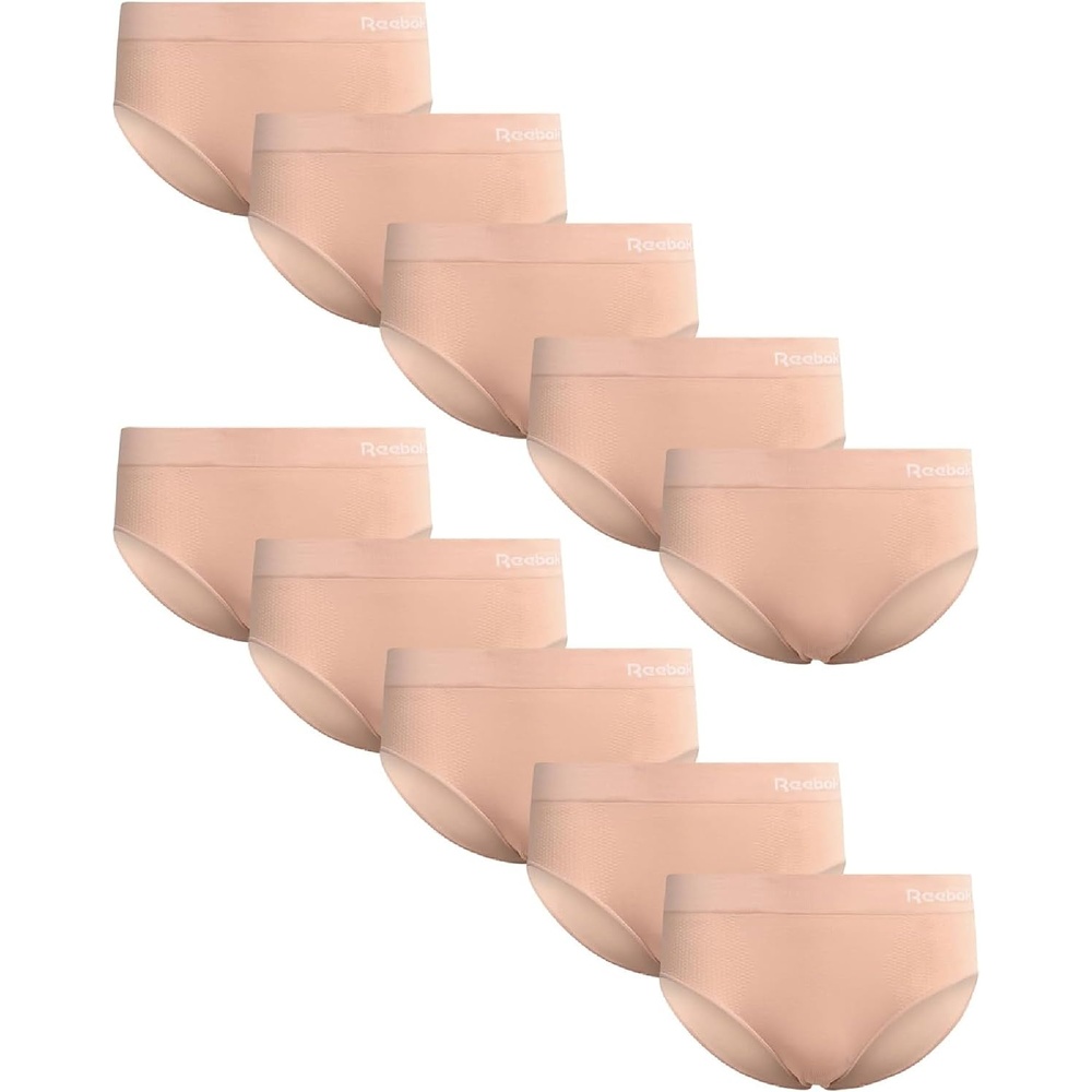 image:imageReebok Womens Hipster Panties Underwear Stretch TagFree Waistband 10 Pack Made for Busy Mornings Gym Sessions and Everyday Routines BarelyThere Feel Glides Under Any OutfitAll Rose Dust