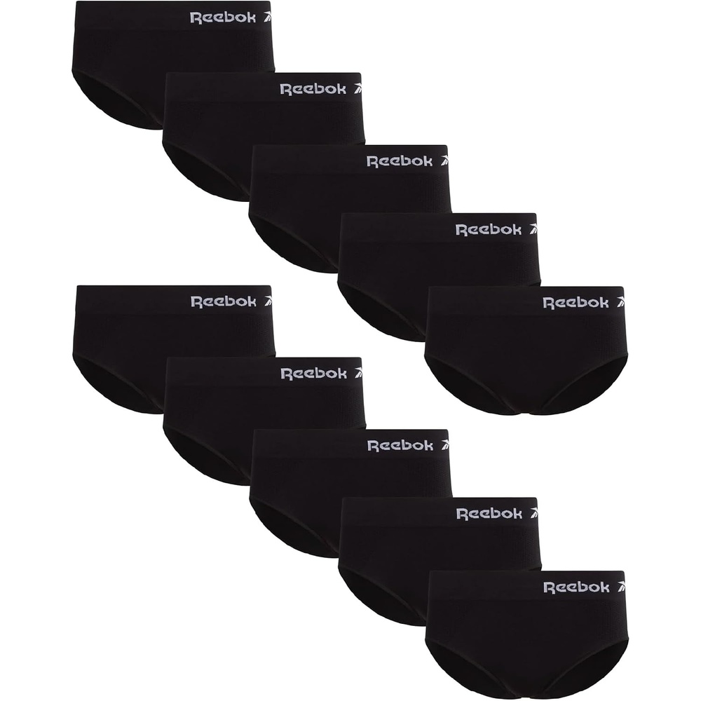 image:imageReebok Womens Hipster Panties Underwear Stretch TagFree Waistband 10 Pack Made for Busy Mornings Gym Sessions and Everyday Routines BarelyThere Feel Glides Under Any OutfitAll Black
