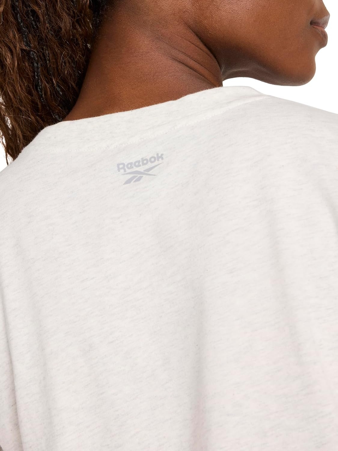 image:imageReebok Womens Big Logo 100 Cotton Lightweight Crewneck TShirt Relaxed FitVector Chalk Heather