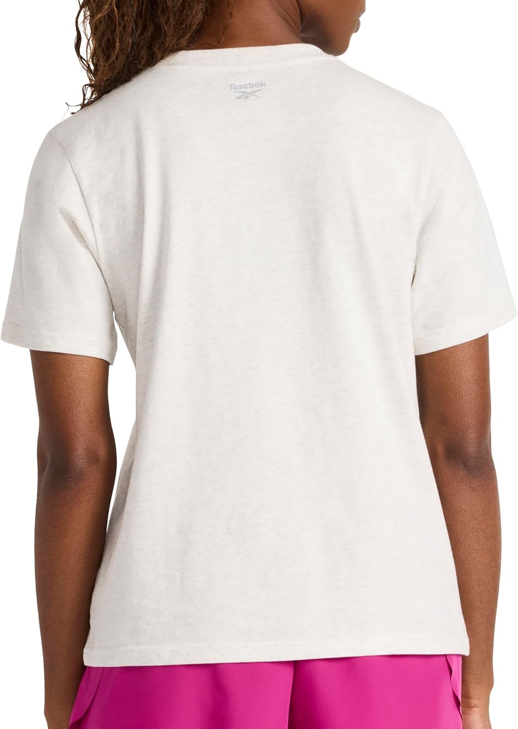 image:imageReebok Womens Big Logo 100 Cotton Lightweight Crewneck TShirt Relaxed FitVector Chalk Heather