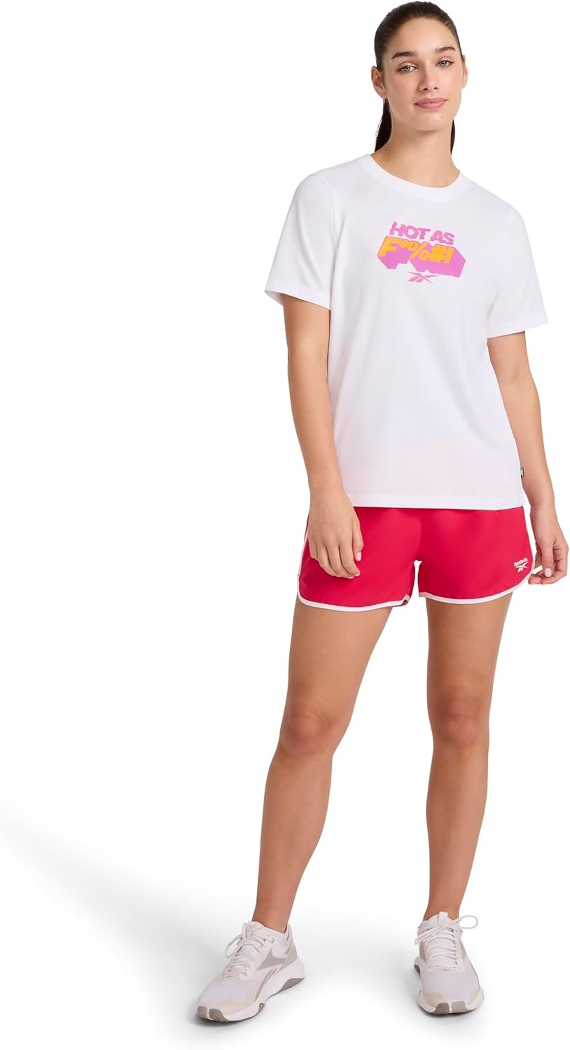 image:imageReebok Womens Big Logo 100 Cotton Lightweight Crewneck TShirt Relaxed FitWhite Gs Hot as F