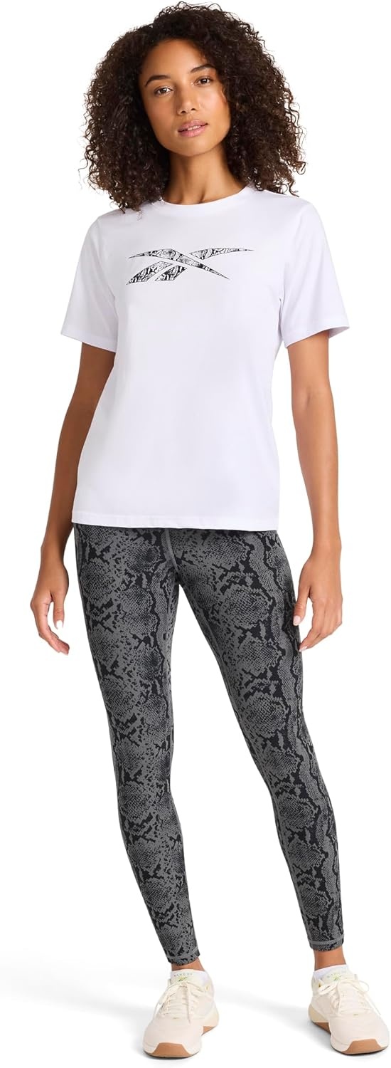 image:imageReebok Womens Big Logo 100 Cotton Lightweight Crewneck TShirt Relaxed FitWhite Snake