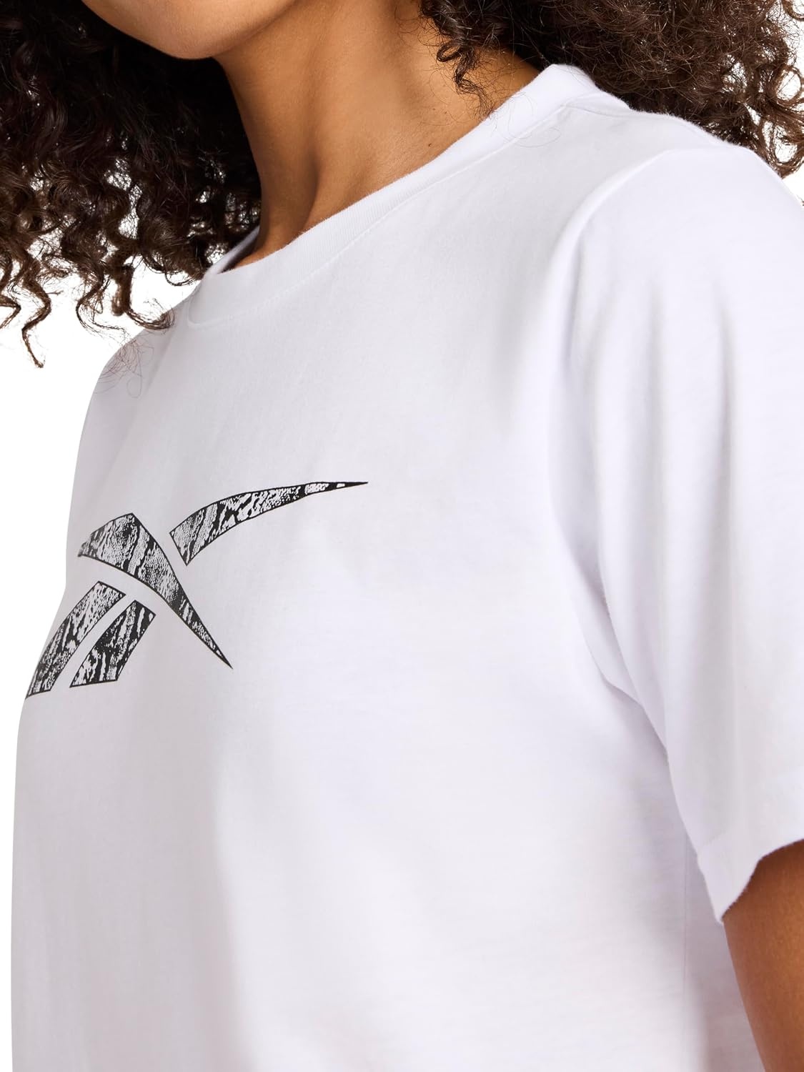 image:imageReebok Womens Big Logo 100 Cotton Lightweight Crewneck TShirt Relaxed FitWhite Snake