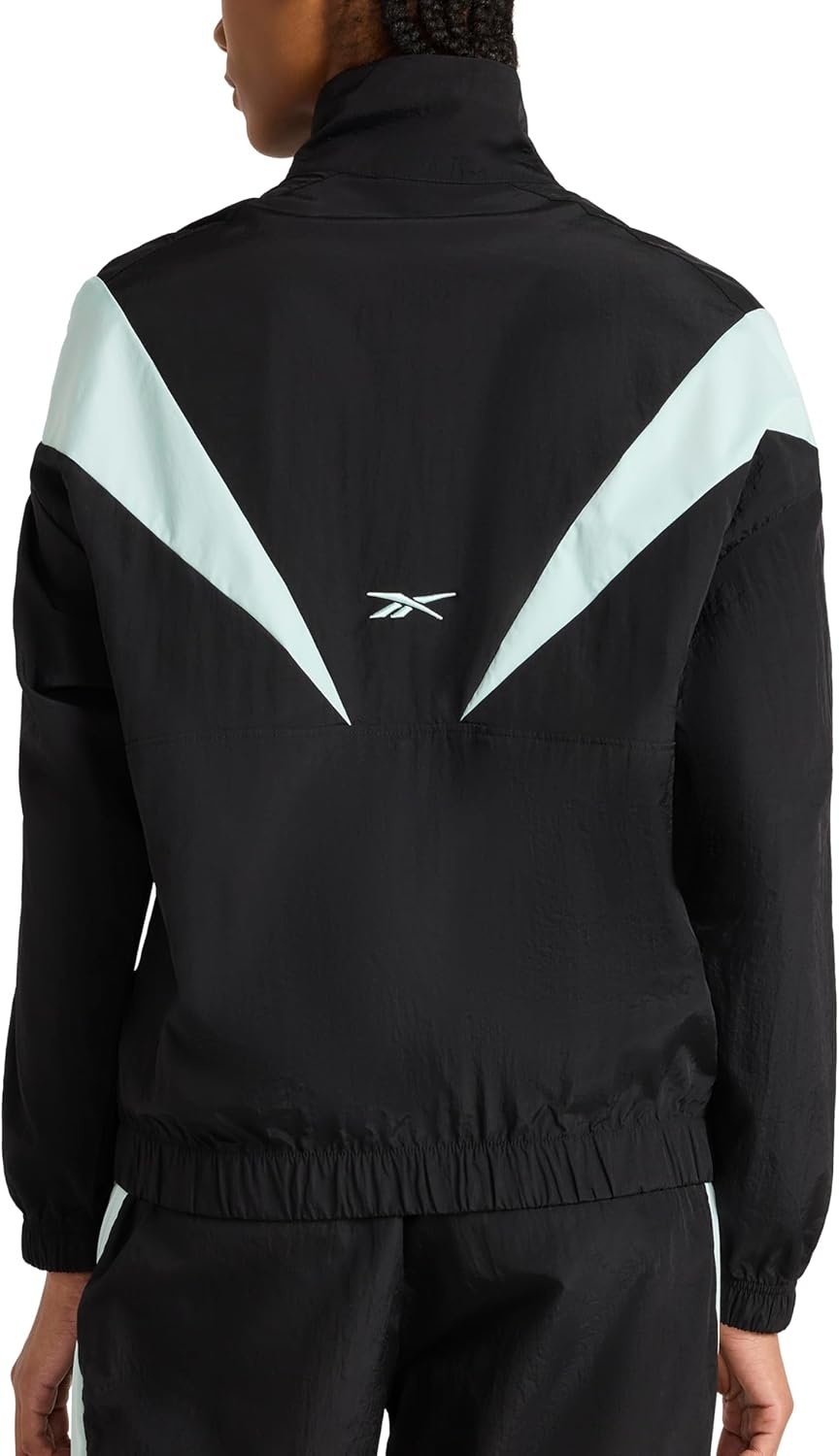 image:imageReebok Womens Bv Woven Jacket Standard Fit Lightweight Nylon Woven FabricBlackGlitch Aqua