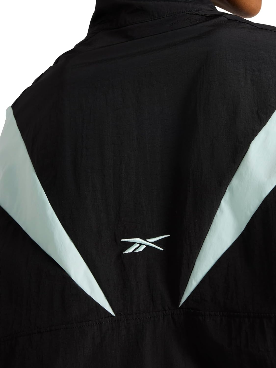 image:imageReebok Womens Bv Woven Jacket Standard Fit Lightweight Nylon Woven FabricBlackGlitch Aqua